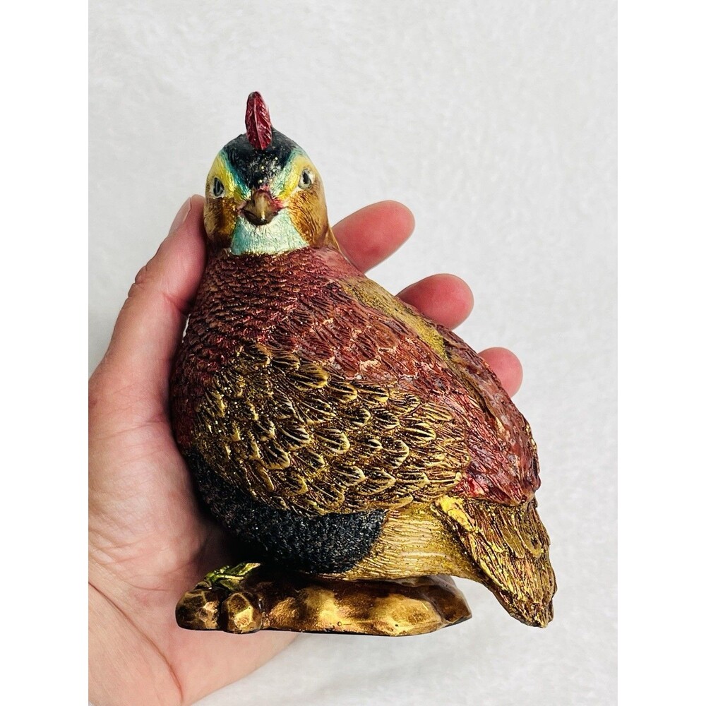 Quail Figurine Christmas Ceramic Sparkle Ornate Bird Decor Gorgeous